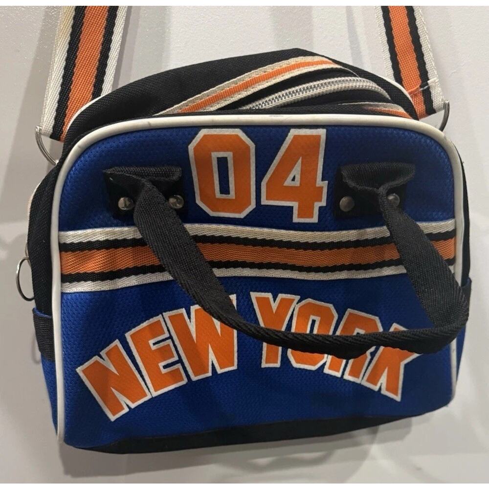New York 04 Blue Orange Mini Duffle Bag Crossbody Purse Sports Style Bag